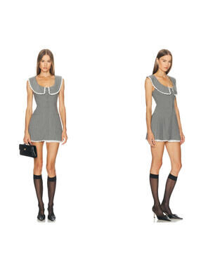 Revolve X Loba  JANA DRESS gray white lace trim size S NWT  $220msrp